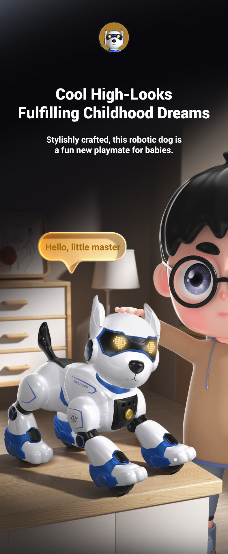 Programmable Robot Dog - Voice Interactive STEM Toy with Coding App for Kids Ages 6-12