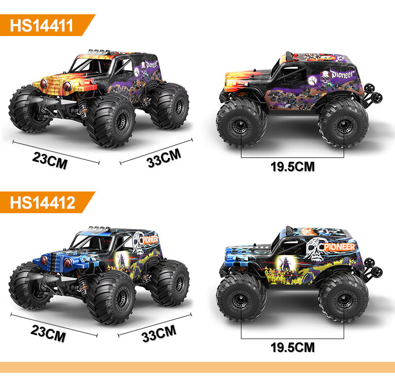 1/14 Scale 70KM/H Brushless Monster Truck - 4WD Off-Road RC Car with Oil Shocks & Anti-Flip Cage