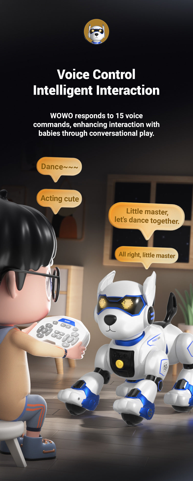 Programmable Robot Dog - Voice Interactive STEM Toy with Coding App for Kids Ages 6-12