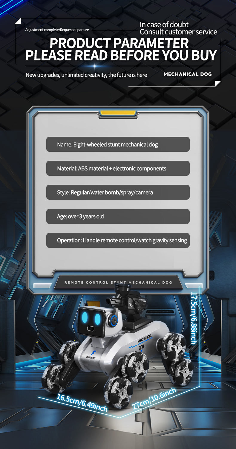 Robotic Dog with Water Capsule Game System - Camera,Remote Control Transforming Robot Dog - Gel Capsule Launcher, Gesture Control & 8-Wheel Stunts Ages 10+