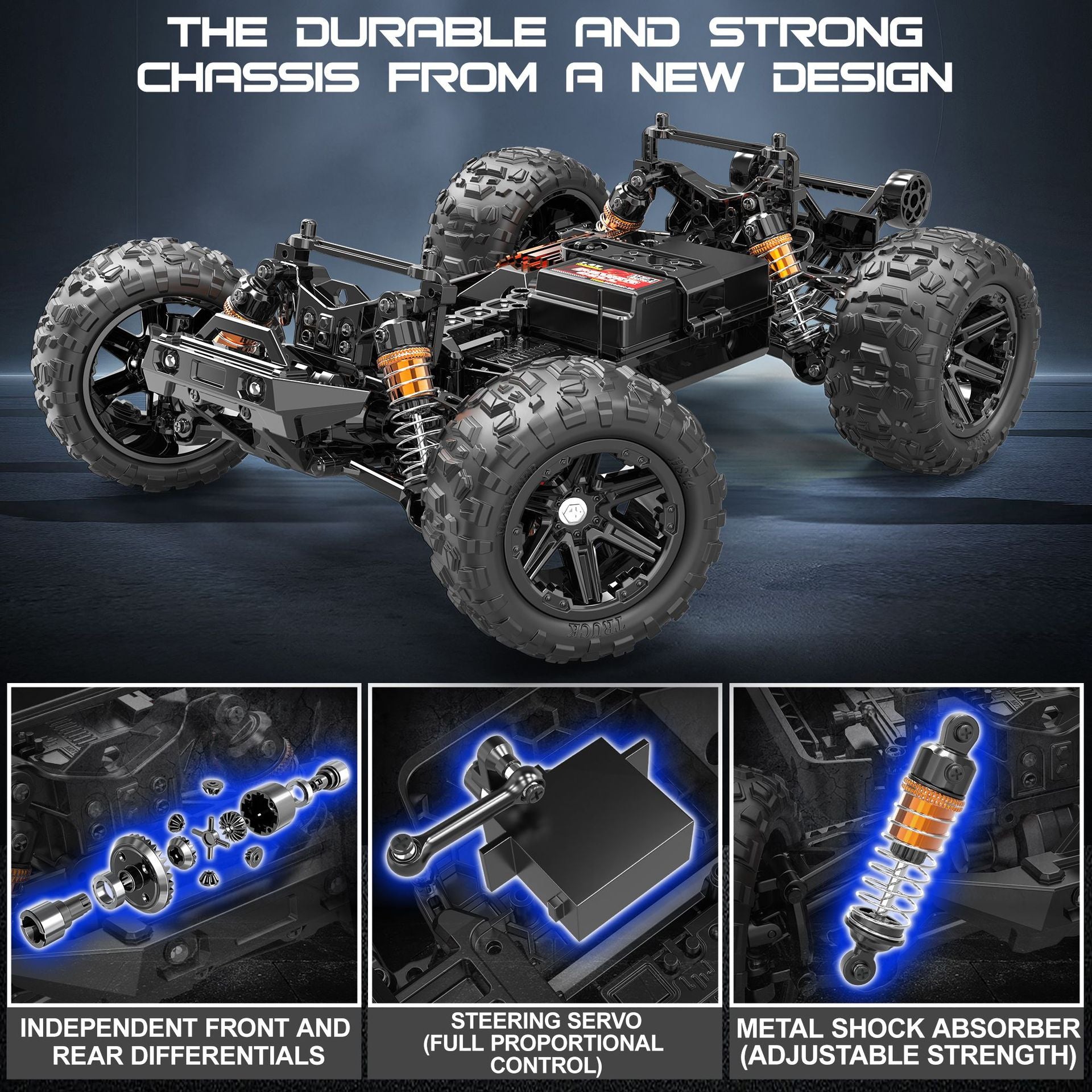 1/14 Scale Brushed Off-Road RC Car - 35KM/H 4WD All-Terrain Truck with 2.4G Proportional Control