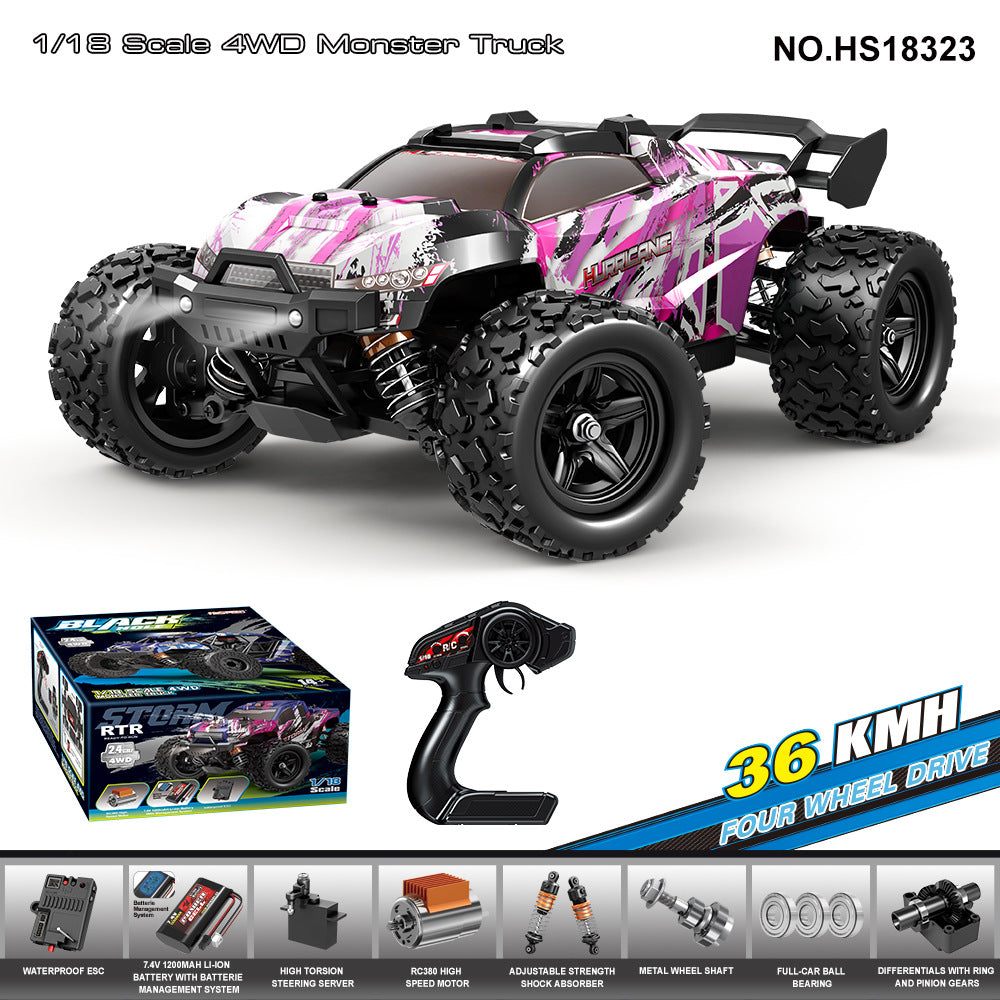 1/18 Scale Rock Crawler RC Car - Brushed 4x4 Off-Road Truck with 2.4G Proportional Control HS18323Brushed RC Racing Car36KM H 1:18