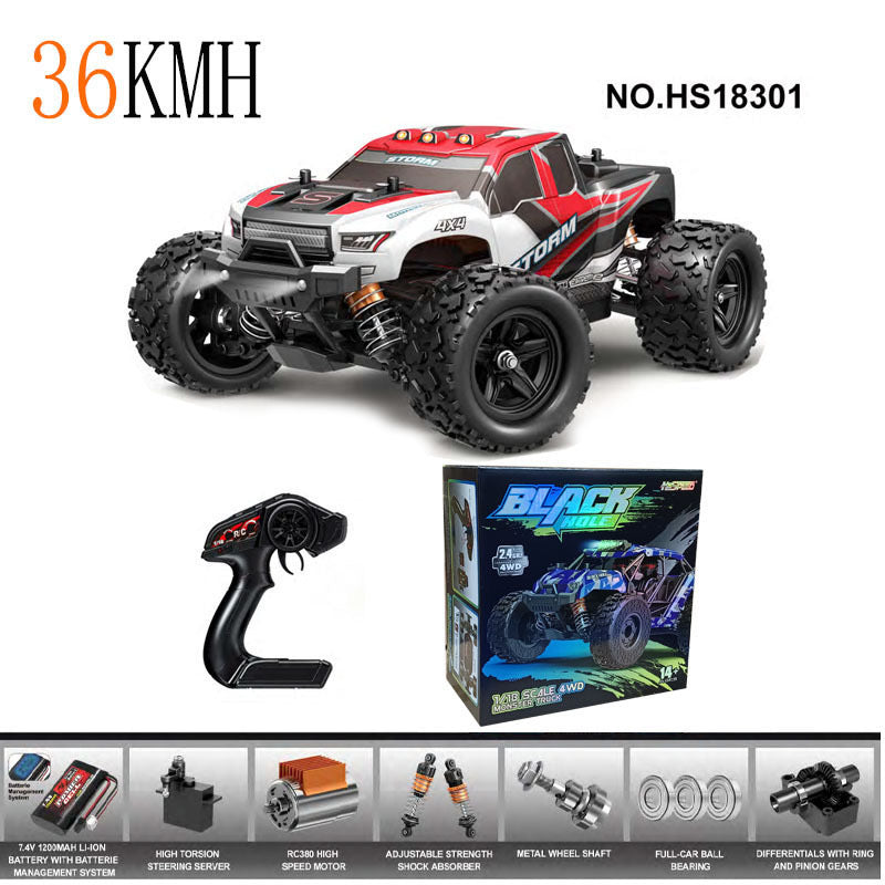 1/18 Scale Rock Crawler RC Car - Brushed 4x4 Off-Road Truck with 2.4G Proportional Control HS18301Brushed RC Truck36KM H 1:18