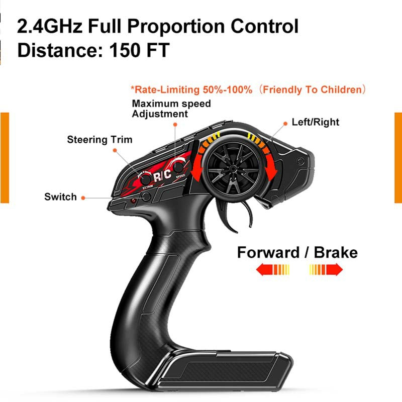 1/18 Scale Rock Crawler RC Car - Brushed 4x4 Off-Road Truck with 2.4G Proportional Control