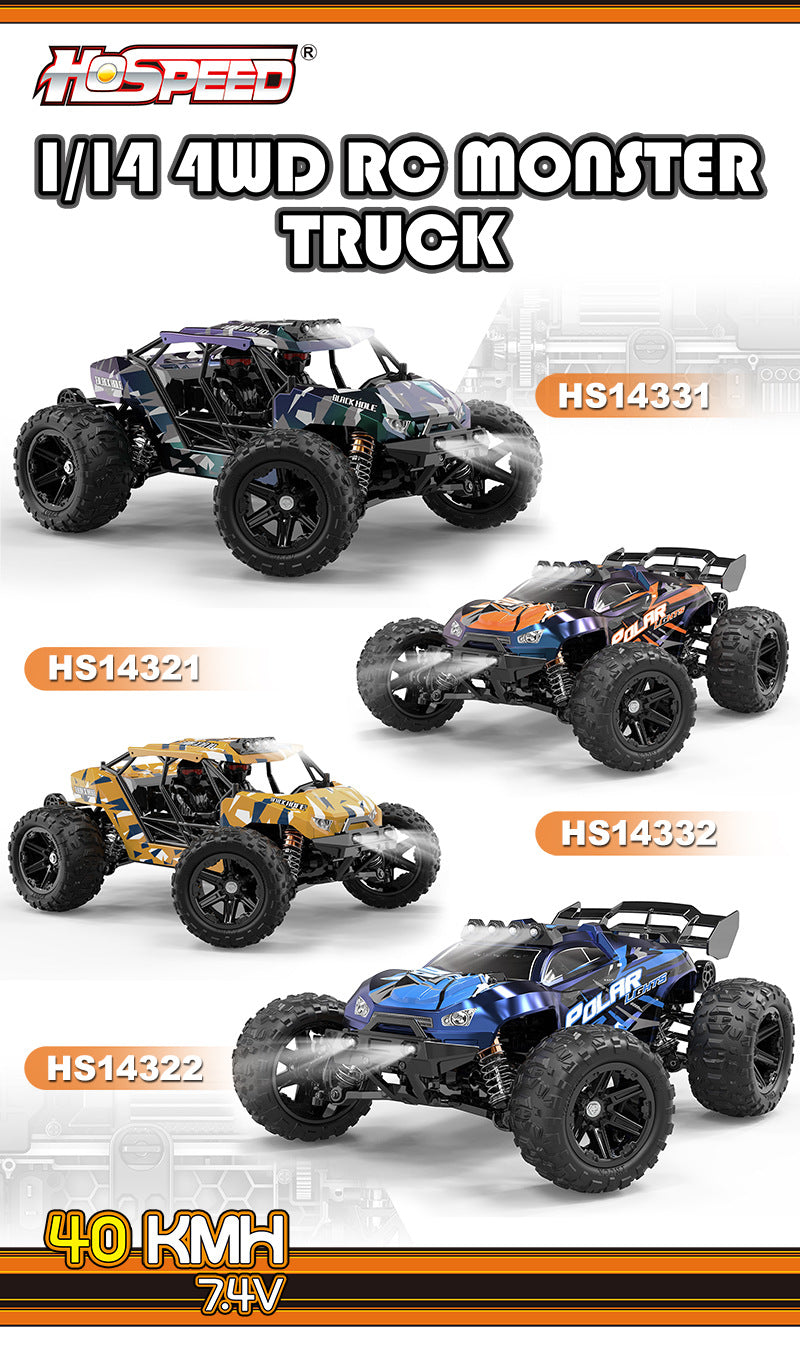 1/14 Scale Brushed Off-Road RC Car - 35KM/H 4WD All-Terrain Truck with 2.4G Proportional Control