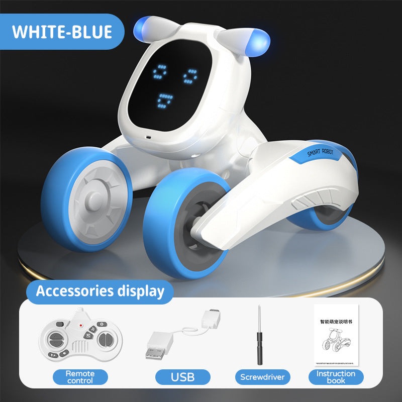 Interactive Robot Dog with Voice Recognition - Educational Smart Pet for Kids, STEM Learning Toy White and Blue