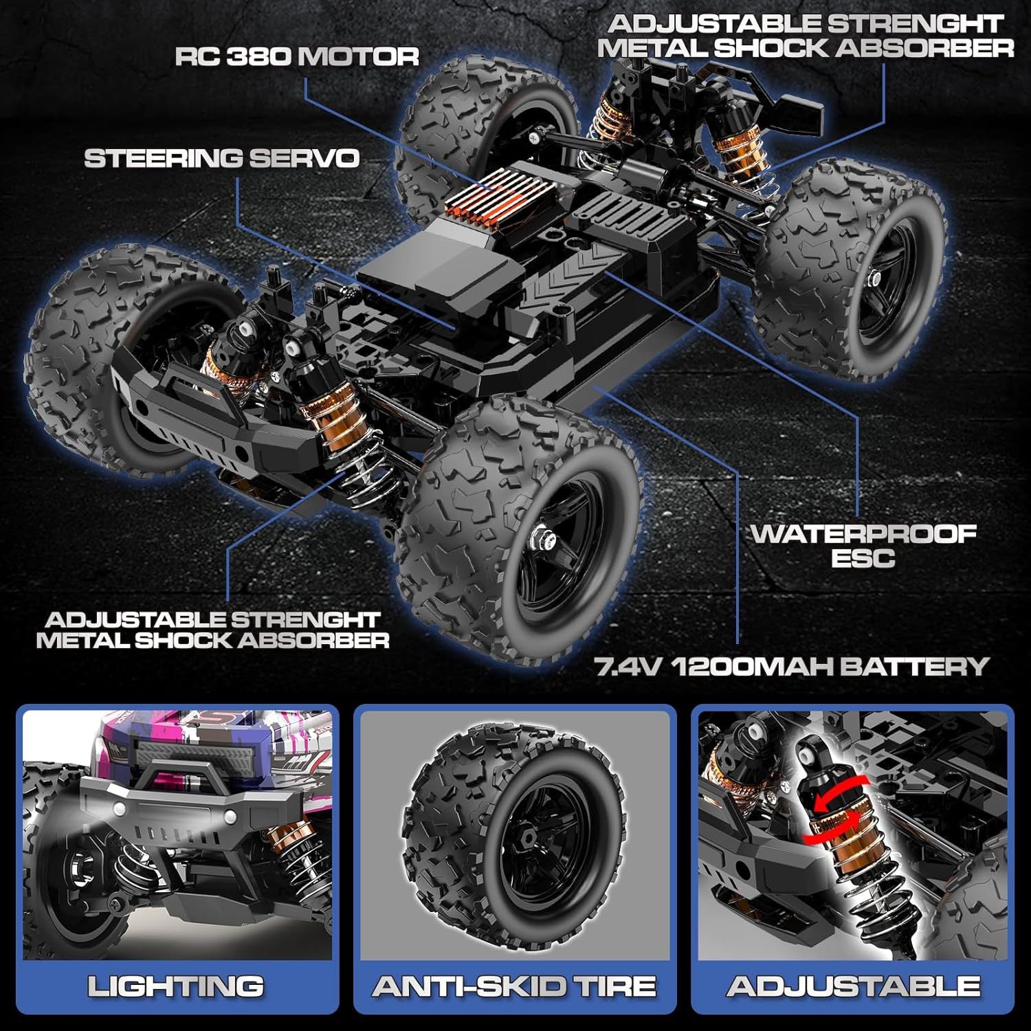 1/18 Scale Rock Crawler RC Car - Brushed 4x4 Off-Road Truck with 2.4G Proportional Control
