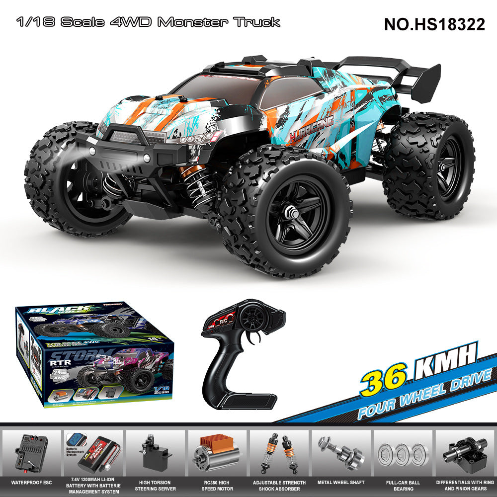 1/18 Scale Brushless Off-Road RC Truck - 45KM/H 4WD Rock Crawler with Oil Shocks HS18322 Brushed 4WD Racing Car 36KM H