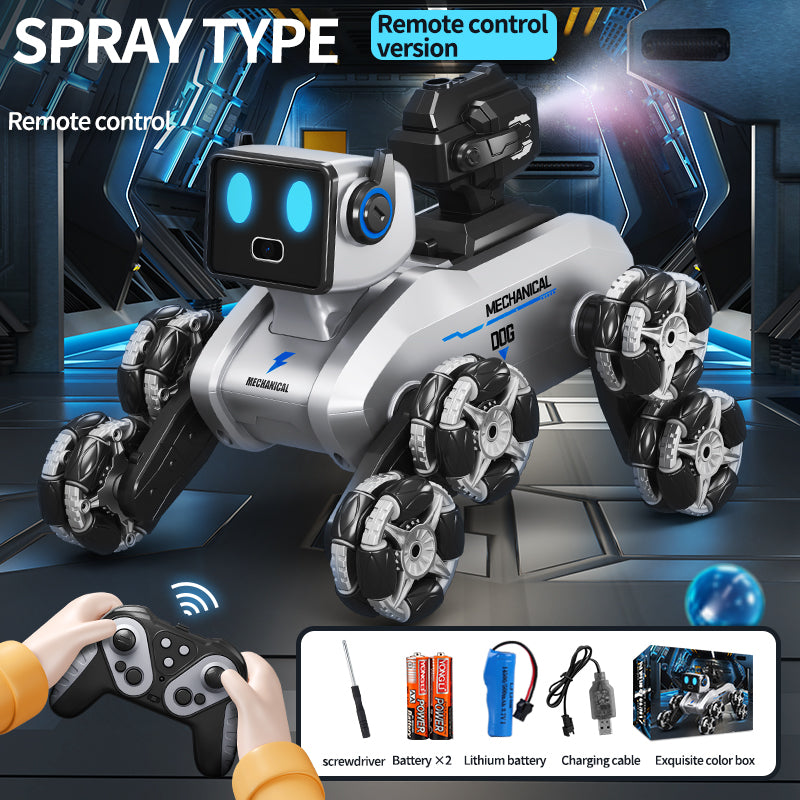Robotic Dog with Water Capsule Game System - Camera,Remote Control Transforming Robot Dog - Gel Capsule Launcher, Gesture Control & 8-Wheel Stunts Ages 10+ Spray Single Control [Handle] Eight-Wheel Stunt Robot Dog