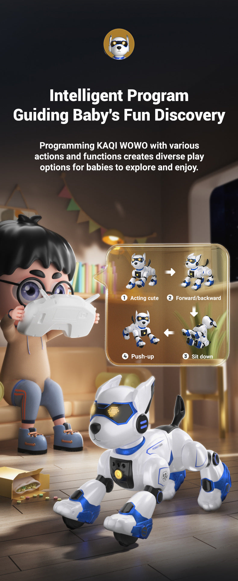 Programmable Robot Dog - Voice Interactive STEM Toy with Coding App for Kids Ages 6-12