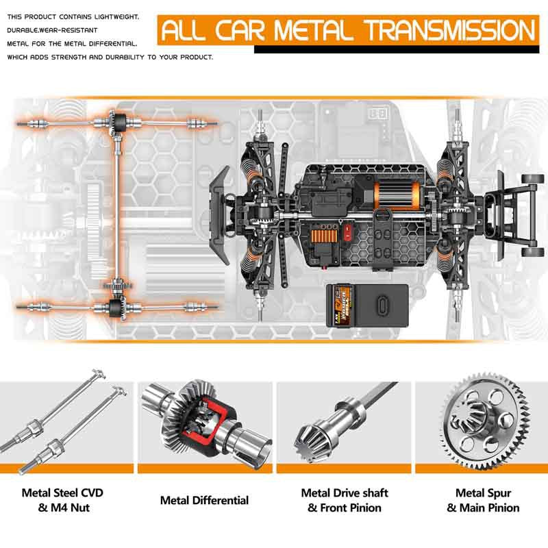 1/14 Large Scale Brushless RC Car - 50+ KM/H High Speed, 4WD Off-Road Remote Control Truck with Full Proportional Steering
