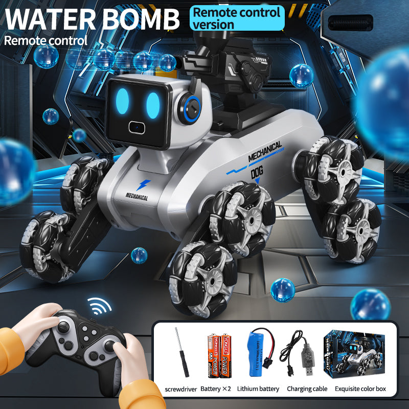 Robotic Dog with Water Capsule Game System - Camera,Remote Control Transforming Robot Dog - Gel Capsule Launcher, Gesture Control & 8-Wheel Stunts Ages 10+ Water Bomb Battle Single Control [Handle] Eight-Wheel Stunt Robot Dog