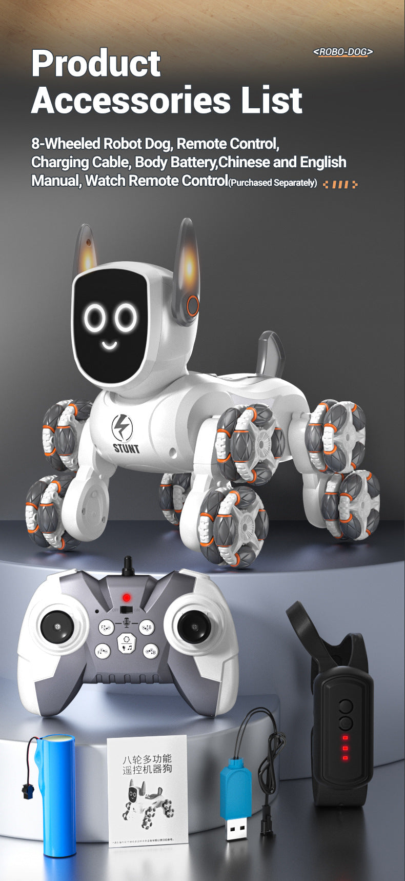 Best Programmable Toy for 10 Year Olds - Q193 Robot Dog with 8-Wheel Mobility & Obstacle Course