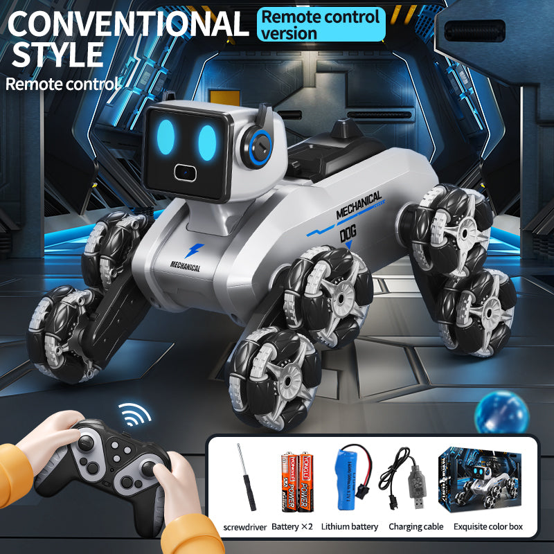 Robotic Dog with Water Capsule Game System - Camera,Remote Control Transforming Robot Dog - Gel Capsule Launcher, Gesture Control & 8-Wheel Stunts Ages 10+ Single Control [Handle] Eight-Wheel Stunt Robot Dog