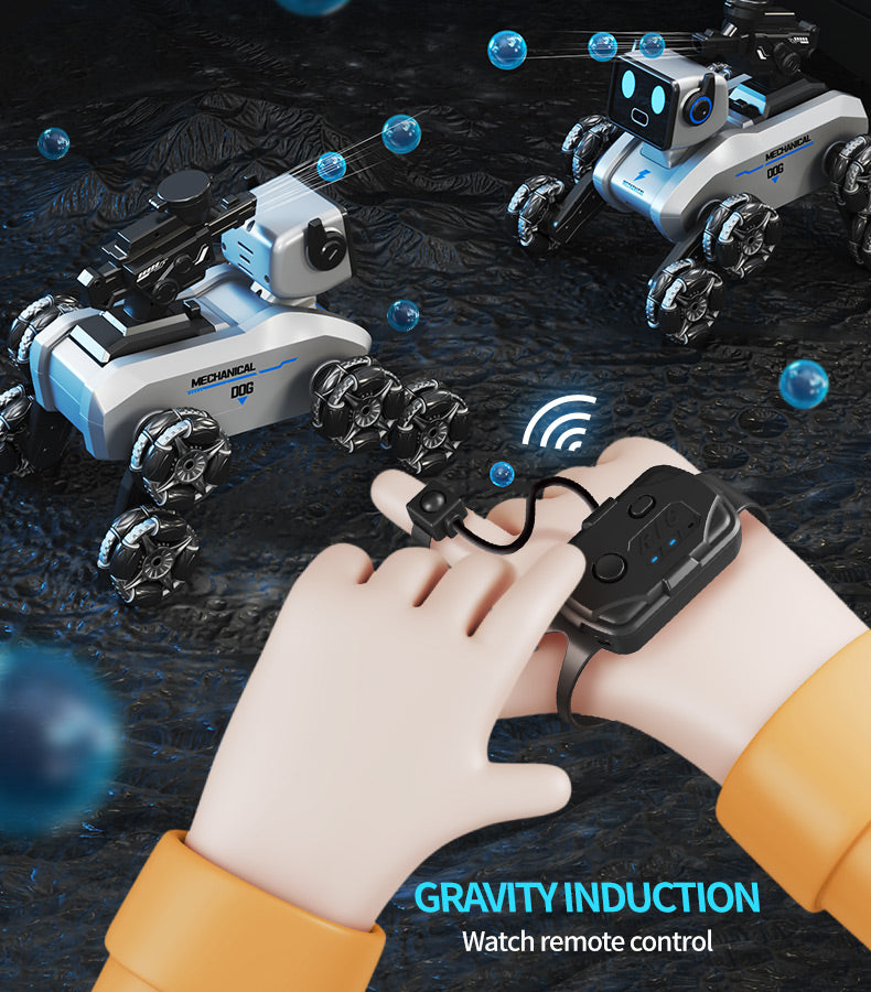 Robotic Dog with Water Capsule Game System - Camera,Remote Control Transforming Robot Dog - Gel Capsule Launcher, Gesture Control & 8-Wheel Stunts Ages 10+