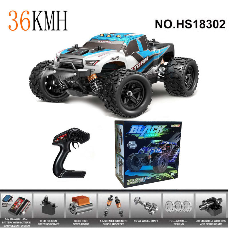 1/18 Scale Rock Crawler RC Car - Brushed 4x4 Off-Road Truck with 2.4G Proportional Control HS18302Brushed RC Truck36KM H 1:18