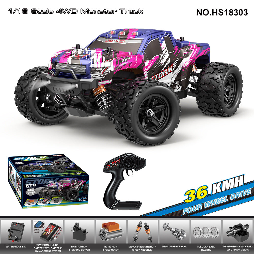 1/18 Scale Rock Crawler RC Car - Brushed 4x4 Off-Road Truck with 2.4G Proportional Control HS18303Brushed RC Truck36KM H 1:18