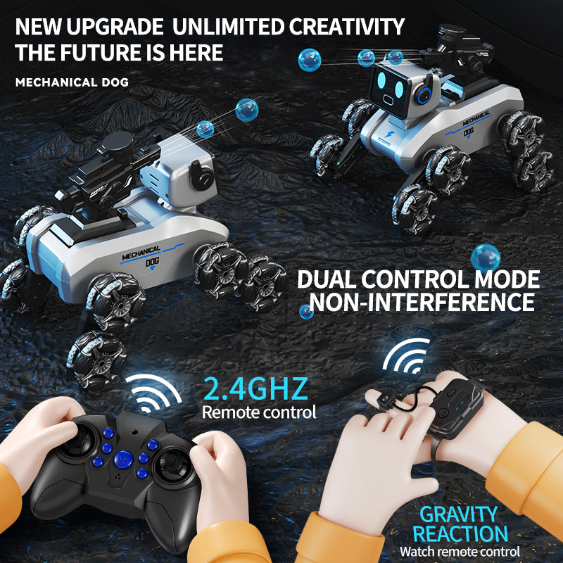 Robotic Dog with Water Capsule Game System - Camera,Remote Control Transforming Robot Dog - Gel Capsule Launcher, Gesture Control & 8-Wheel Stunts Ages 10+