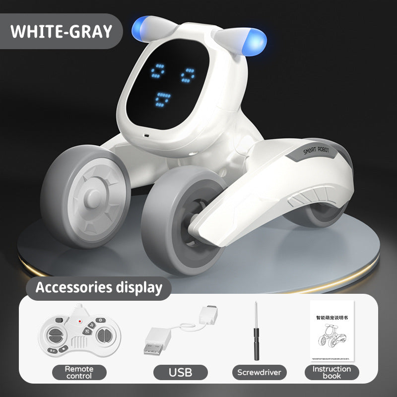 Interactive Robot Dog with Voice Recognition - Educational Smart Pet for Kids, STEM Learning Toy White and Gray