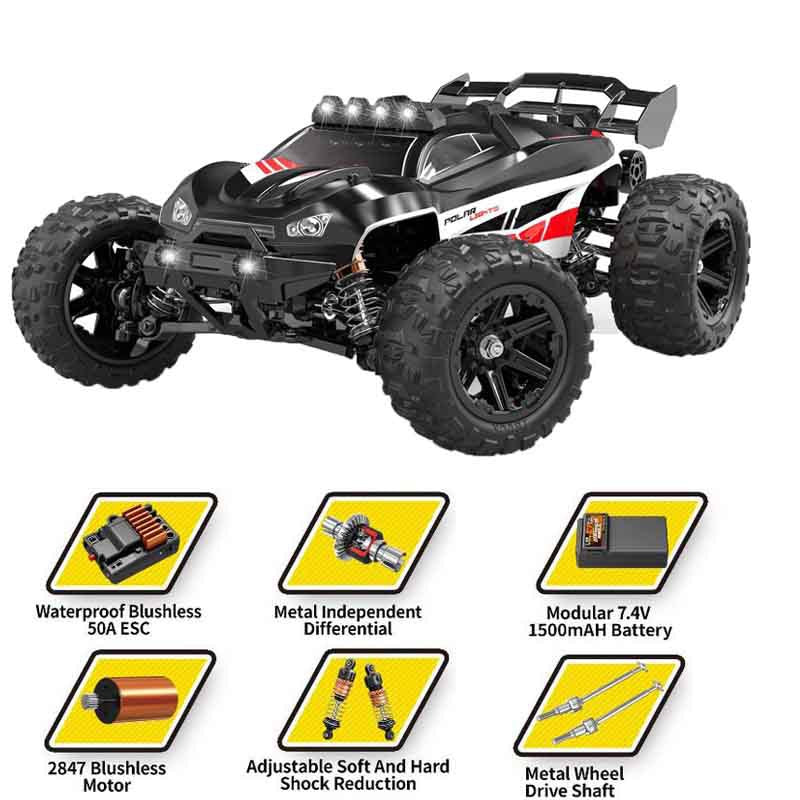 1/14 Large Scale Brushless RC Car - 50+ KM/H High Speed, 4WD Off-Road Remote Control Truck with Full Proportional Steering