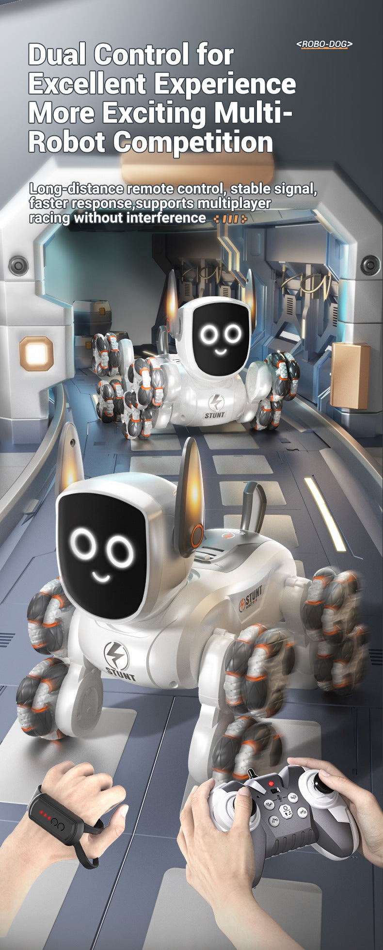 Best Programmable Toy for 10 Year Olds - Q193 Robot Dog with 8-Wheel Mobility & Obstacle Course