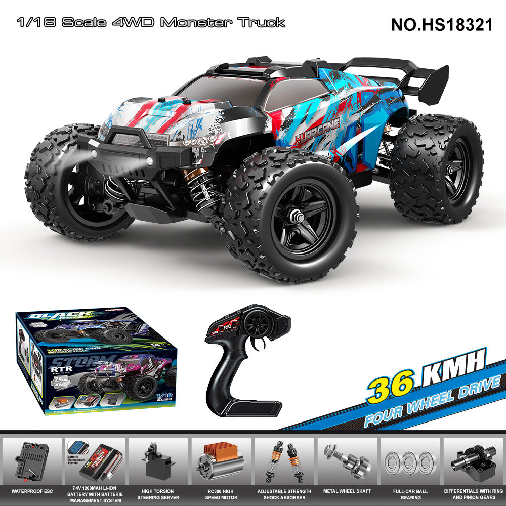 1/18 Scale Brushless Off-Road RC Truck - 45KM/H 4WD Rock Crawler with Oil Shocks HS18321 Brushed 4WD Racing Car 36KM H