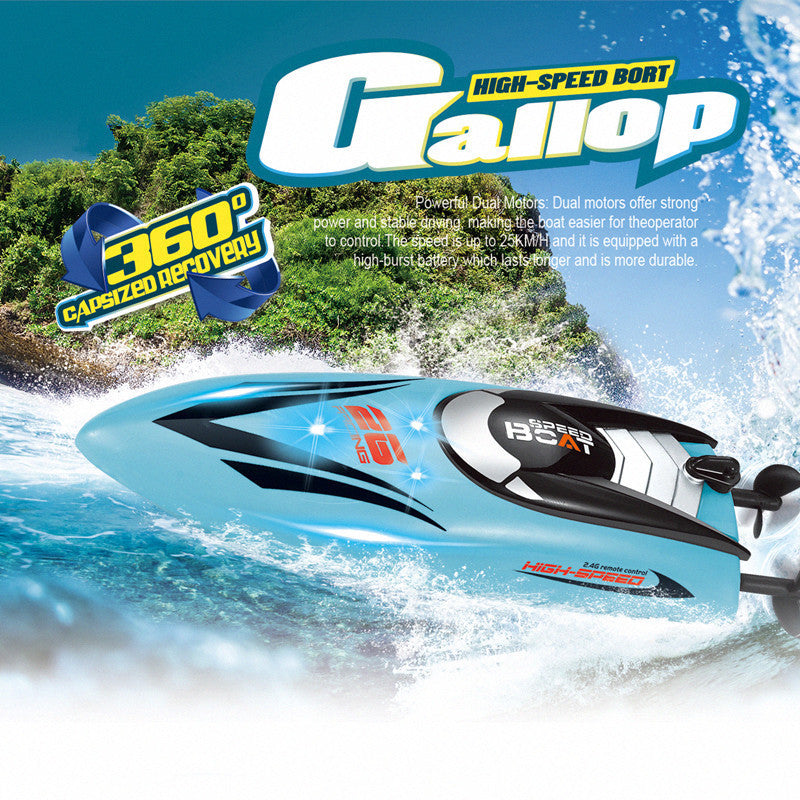HY812 Stunt Racer | 2.4G Auto-Roll RC Speedboat with LED Symphony | Kids Water Show Boat
