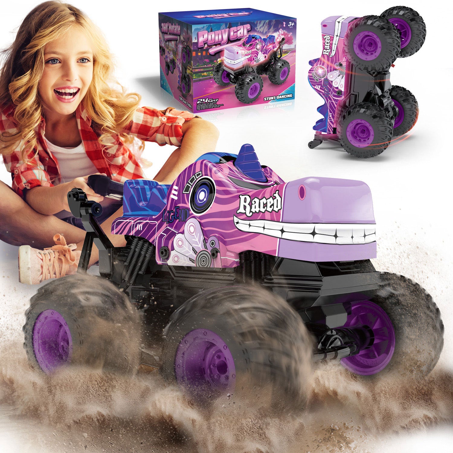 Dancing LED RC Stunt Car | Upright Spinning 4x4 Off-Roader with Music | Big Wheel Remote Toy for Kids