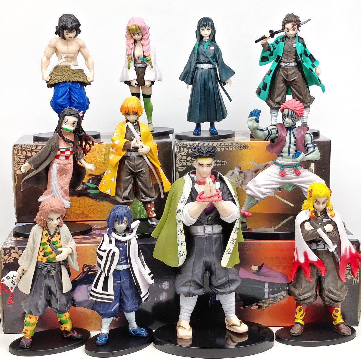 Demon Slayer Complete Set: Tanjiro, Nezuko, Zenitsu, Muichiro Anime Figures - Limited Edition Collectible Statues w/ Display Base