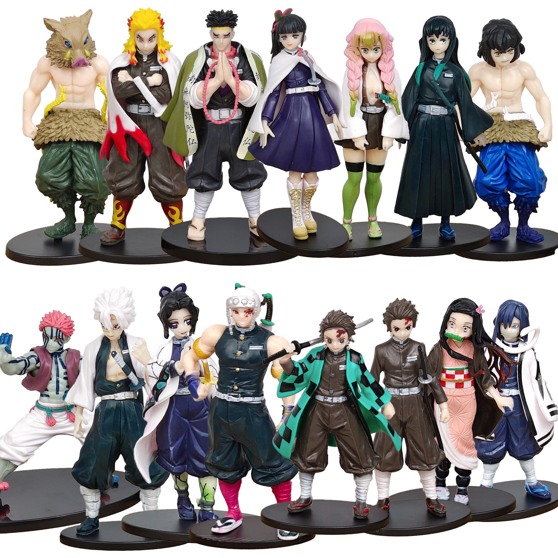 Demon Slayer Complete Set: Tanjiro, Nezuko, Zenitsu, Muichiro Anime Figures - Limited Edition Collectible Statues w/ Display Base