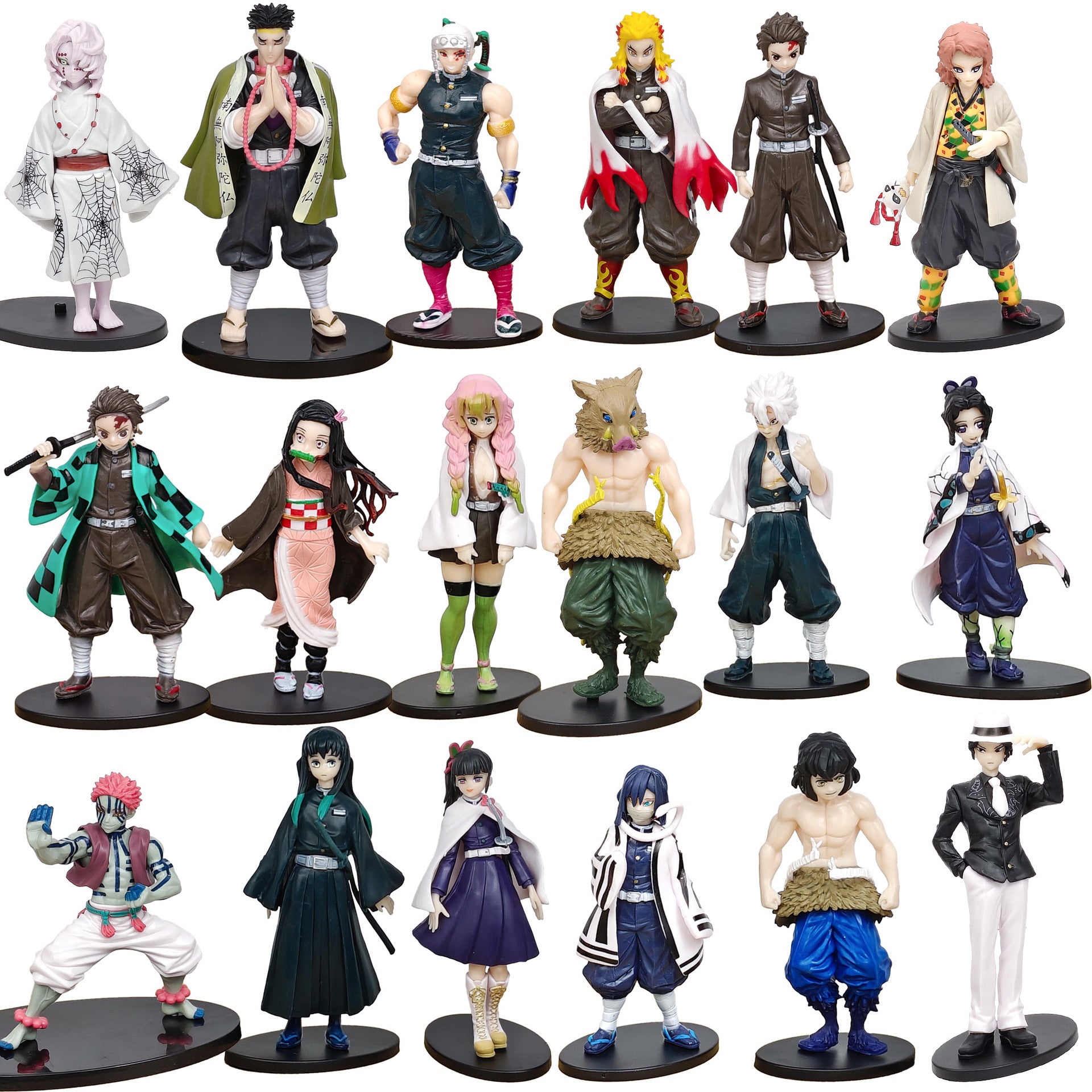 Demon Slayer Complete Set: Tanjiro, Nezuko, Zenitsu, Muichiro Anime Figures - Limited Edition Collectible Statues w/ Display Base