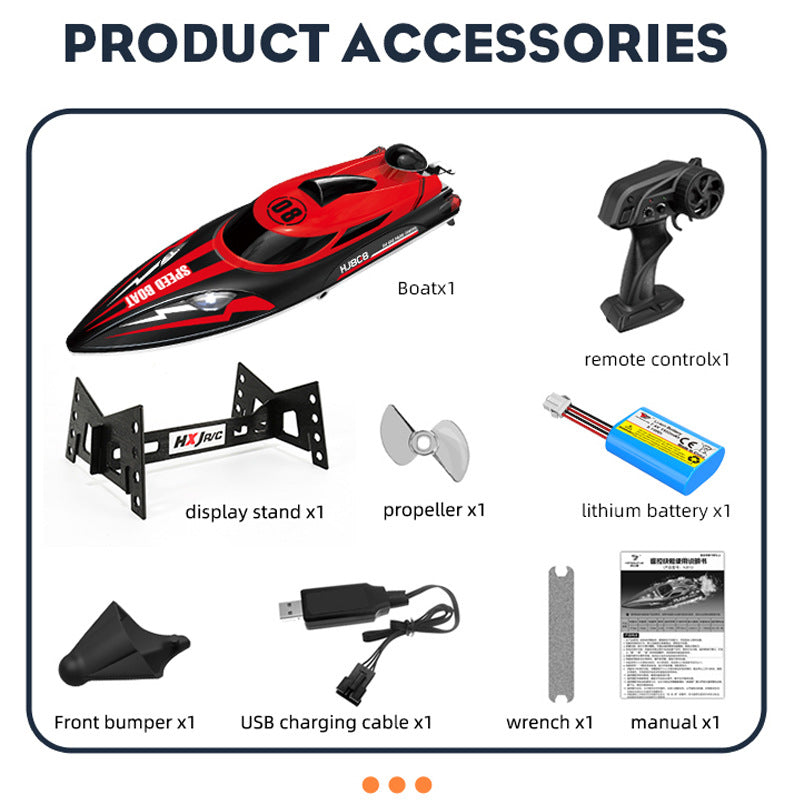 Pro Hydro Racing Boat | 25KM/H 2.4G RC Speedboat with LED Navigation Lights | Self-Righting Watercraft for Lakes & Pools