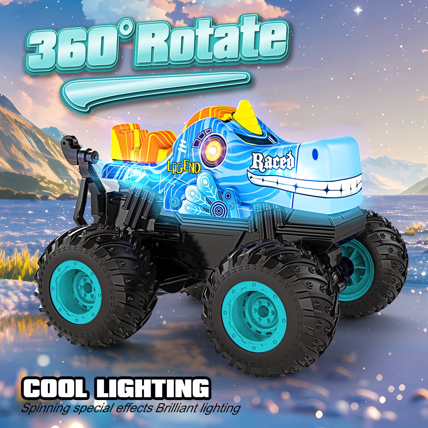 Dancing LED RC Stunt Car | Upright Spinning 4x4 Off-Roader with Music | Big Wheel Remote Toy for Kids