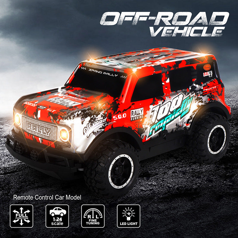 1:24 Scale Off-Road RC Crawler | LED Light Adventure Vehicle | No-Battery Remote Toy for Kids