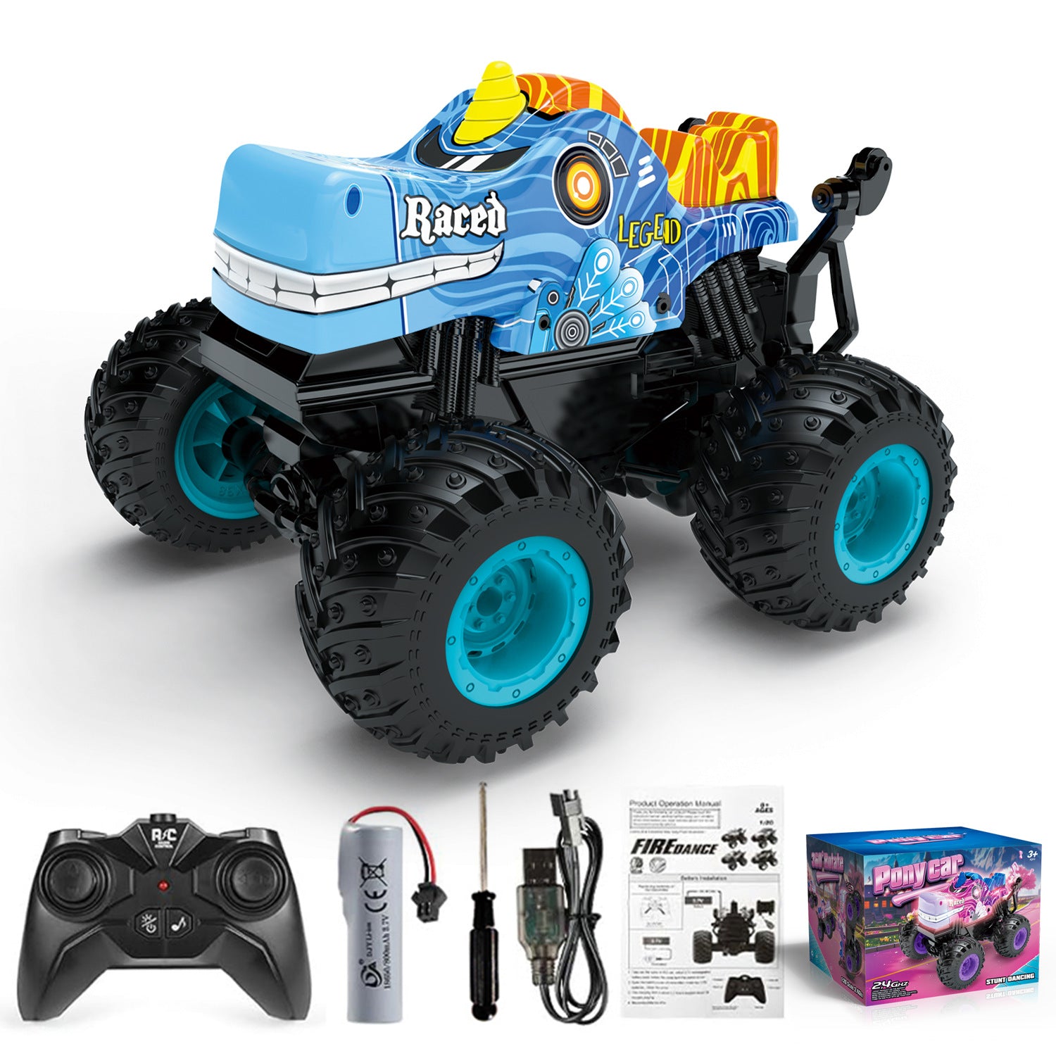 Dancing LED RC Stunt Car | Upright Spinning 4x4 Off-Roader with Music | Big Wheel Remote Toy for Kids