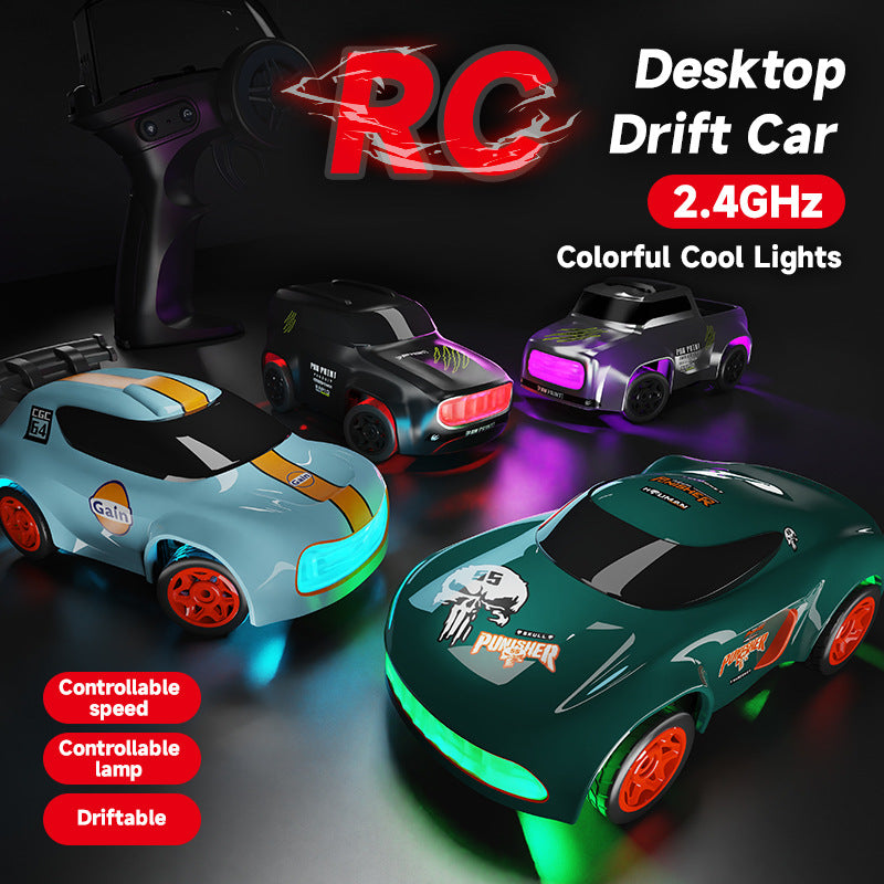 GlowShift Micro Drifter | 1:64 Scale 4WD RC Car with Neon Undercarriage | Desktop LED Racing Toy