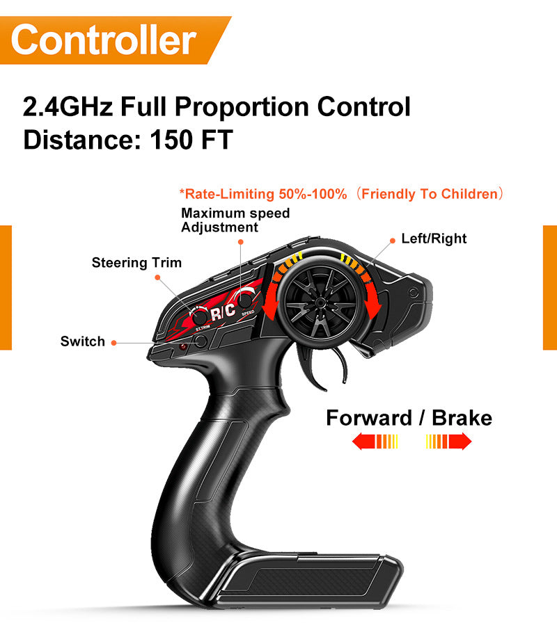 1/18 Scale Rock Crawler RC Car - Brushed 4x4 Off-Road Truck with 2.4G Proportional Control