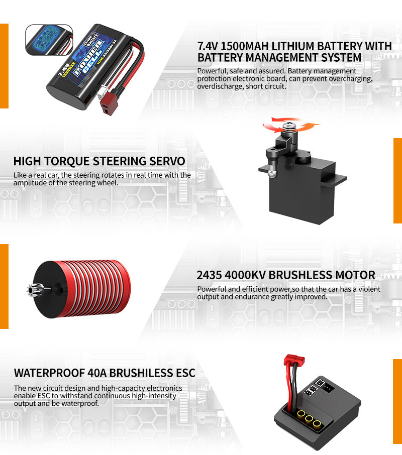 1/18 Scale Brushless Off-Road RC Truck - 45KM/H 4WD Rock Crawler with Oil Shocks