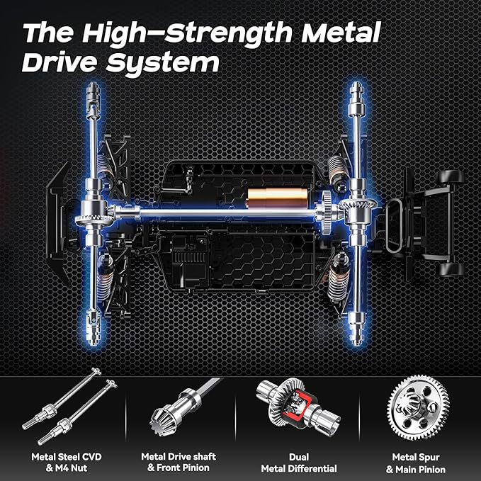 1/14 Scale 70KM/H Brushless Monster Truck - 4WD Off-Road RC Car with Oil Shocks & Anti-Flip Cage