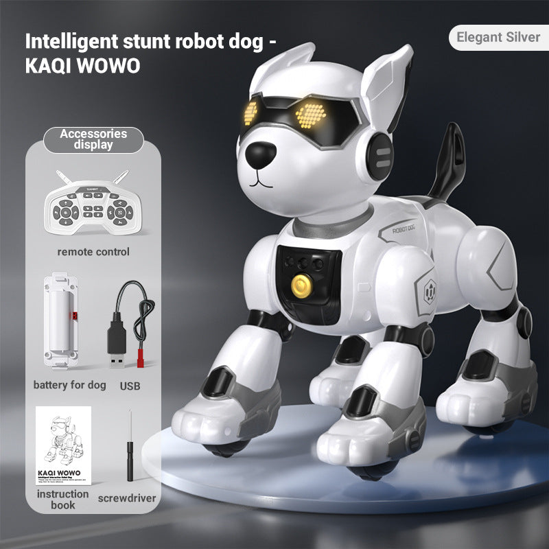 Programmable Robot Dog - Voice Interactive STEM Toy with Coding App for Kids Ages 6-12 Silver