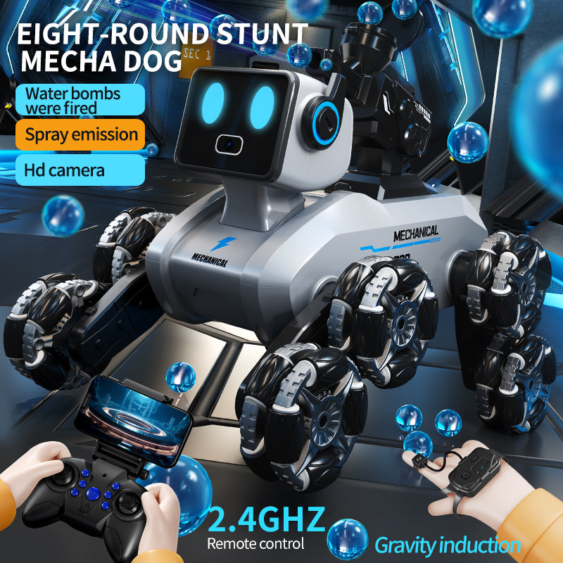 Robotic Dog with Water Capsule Game System - Camera,Remote Control Transforming Robot Dog - Gel Capsule Launcher, Gesture Control & 8-Wheel Stunts Ages 10+