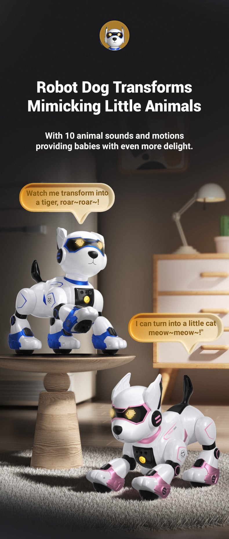 Programmable Robot Dog - Voice Interactive STEM Toy with Coding App for Kids Ages 6-12