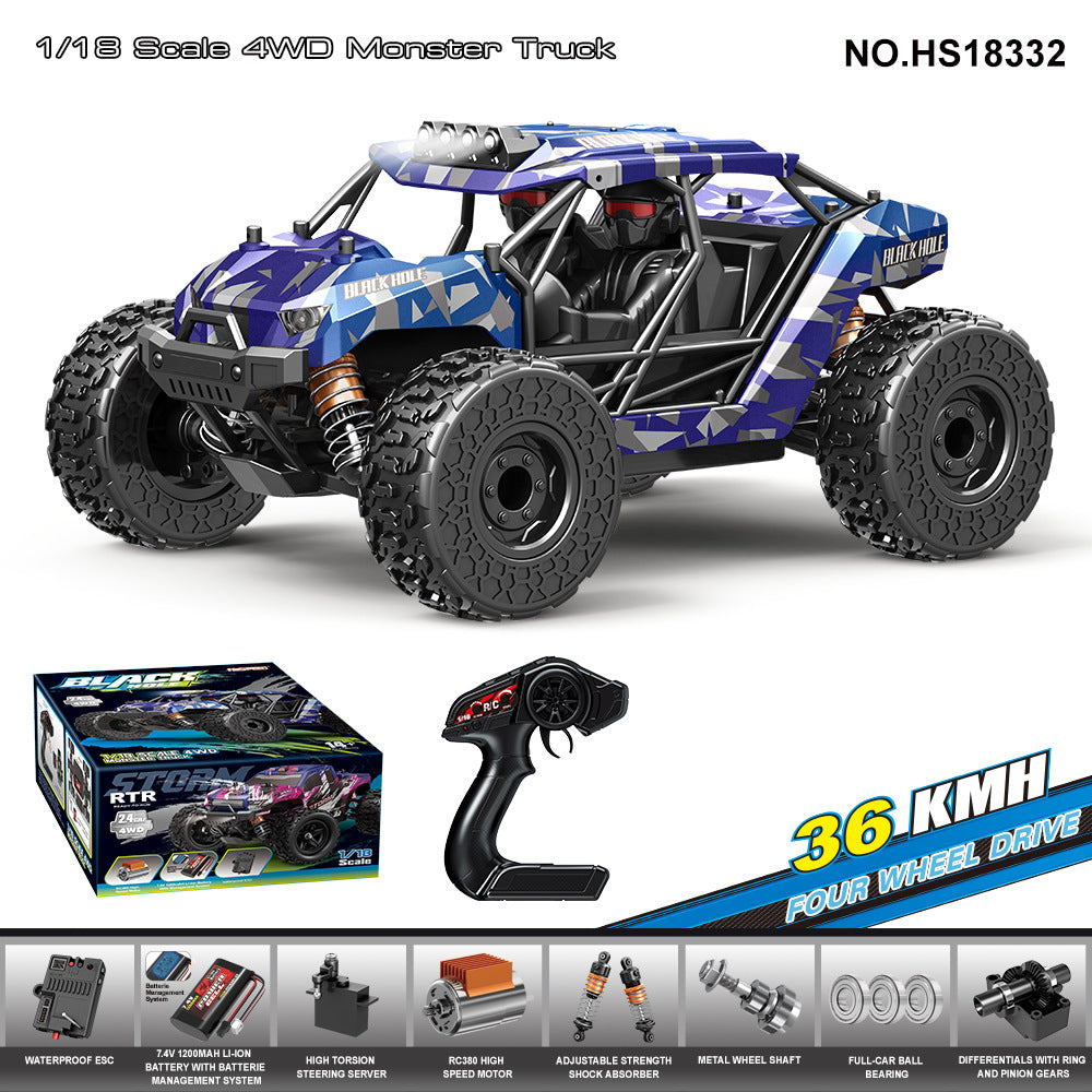 1/18 Scale Rock Crawler RC Car - Brushed 4x4 Off-Road Truck with 2.4G Proportional Control HS18332Brushed RC Car with Four-Wheel Drive for Off-Road Racing36KM H 1:18