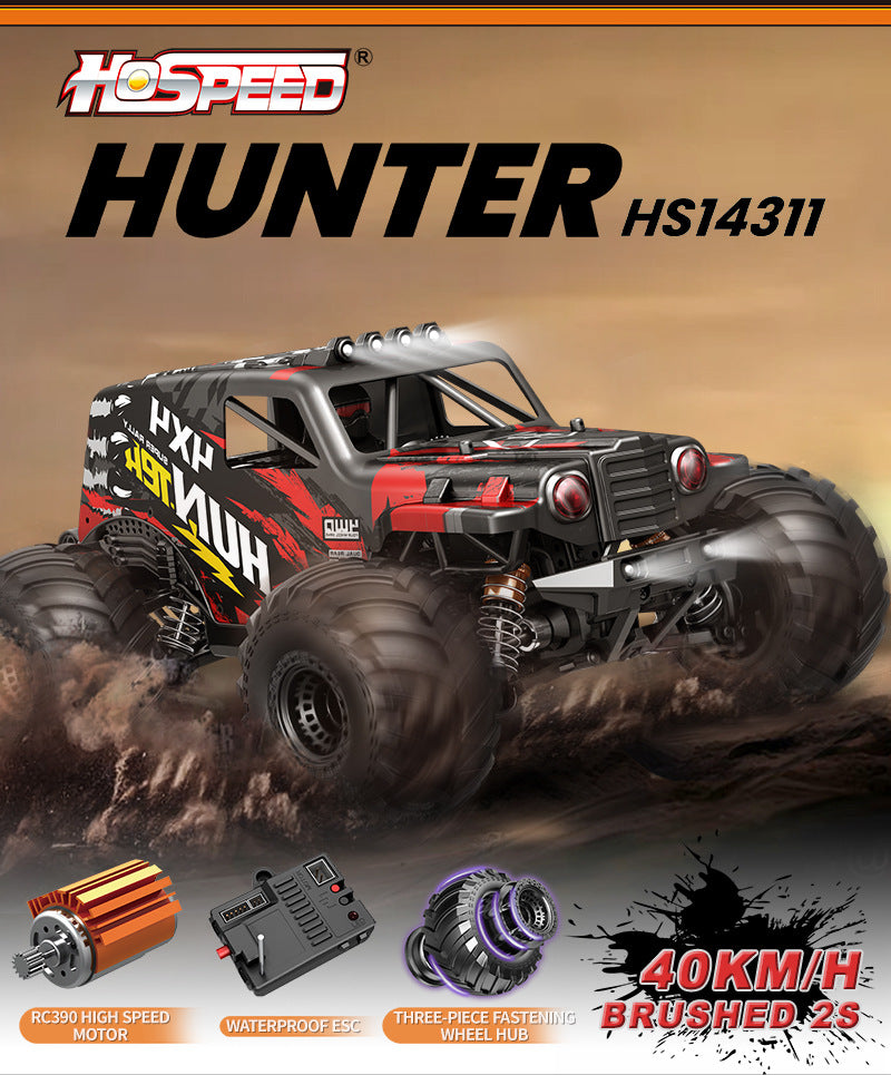 1/14 Scale 70KM/H Brushless Monster Truck - 4WD Off-Road RC Car with Oil Shocks & Anti-Flip Cage